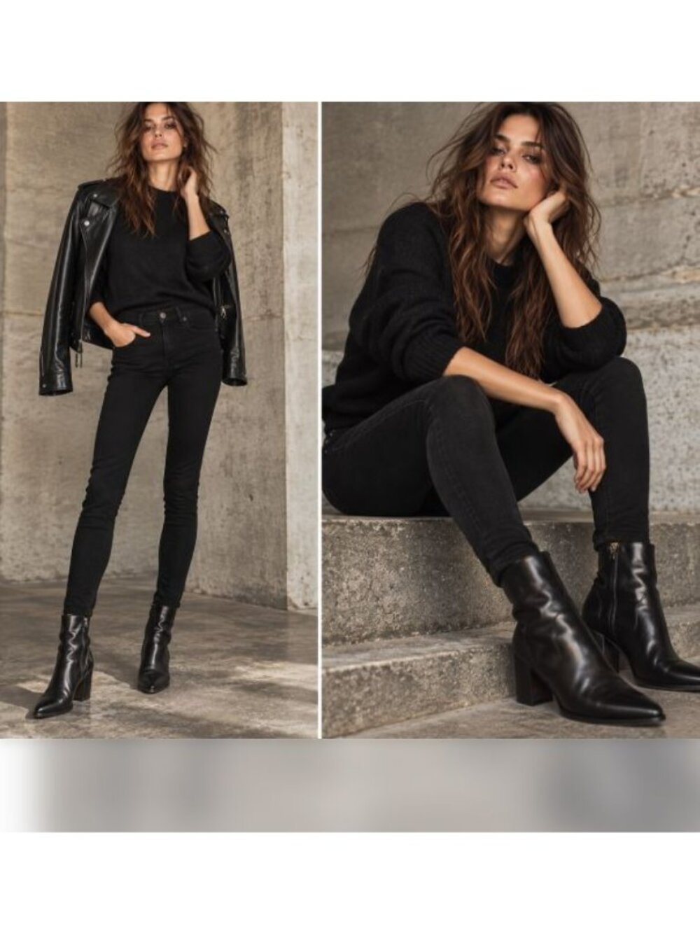 rag & bone Edgy Modele Rocker Goth Grunge Black Skinny Jeans Designer Denim 31